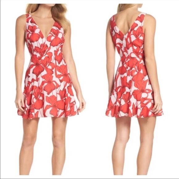 Chelsea28 Iris Print Surplice Mini Dress Size 14 - Picture 1 of 8